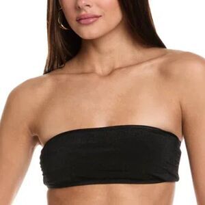 NWT New Zadig & Voltaire Black Strapless Crinkle Bandeau Bikini Top Swim 6
